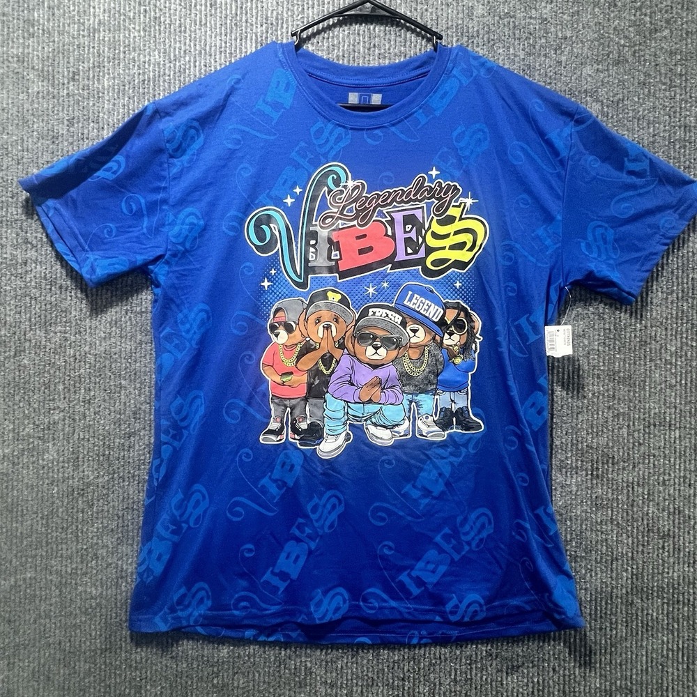 OG Hustle Legendary Vibes Teddy Bears Men's Blue TShirt Size XL